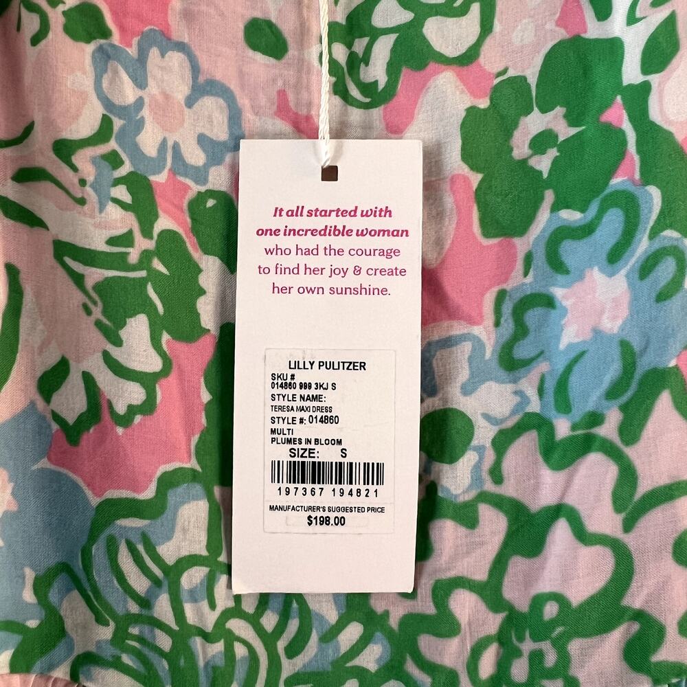 Lilly Pulitzer Teresa Maxi Sleeveless Slit Floral Dress Size S NEW Pink Green - Picture 6 of 7